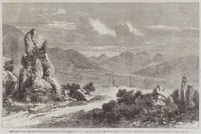 Croquis de la région argentifère de Washoe, Amérique du Nord, Virginia City depuis le sud, Mount Davidson, Cedar Hill, et Six Miles Gutch - Richard Principal Leitch